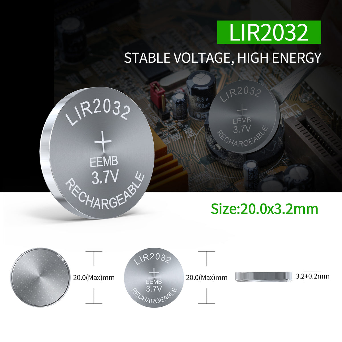 LIR2032 --  3.7V 45mAh