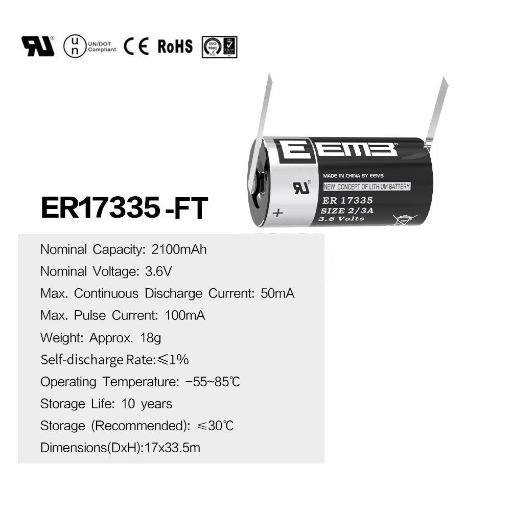 ER17335-FT -- 2/3A 3.6V 2100 mAh