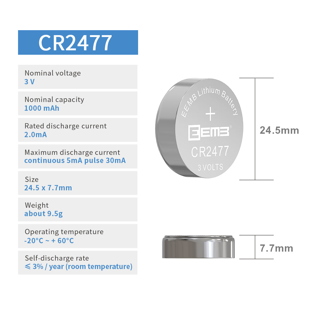 2477 EEMB CR2477 Lithium Manganese Dioxide 3V metal Lithium Battery ...