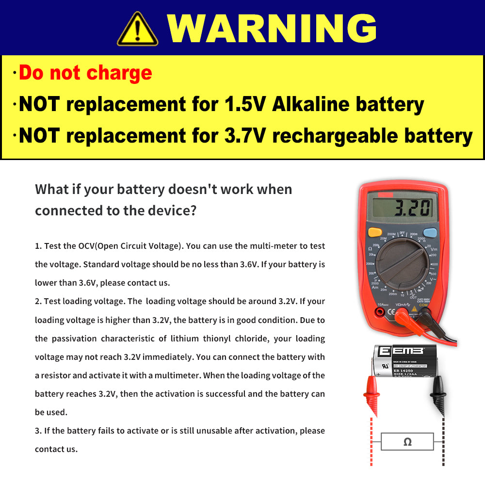 ER14250-VBR -- 1/2AA 3.6V 1200mAh