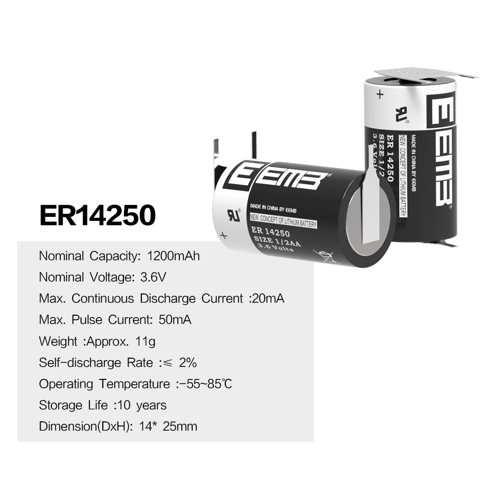 ER14250-VBR -- 1/2AA 3.6V 1200mAh