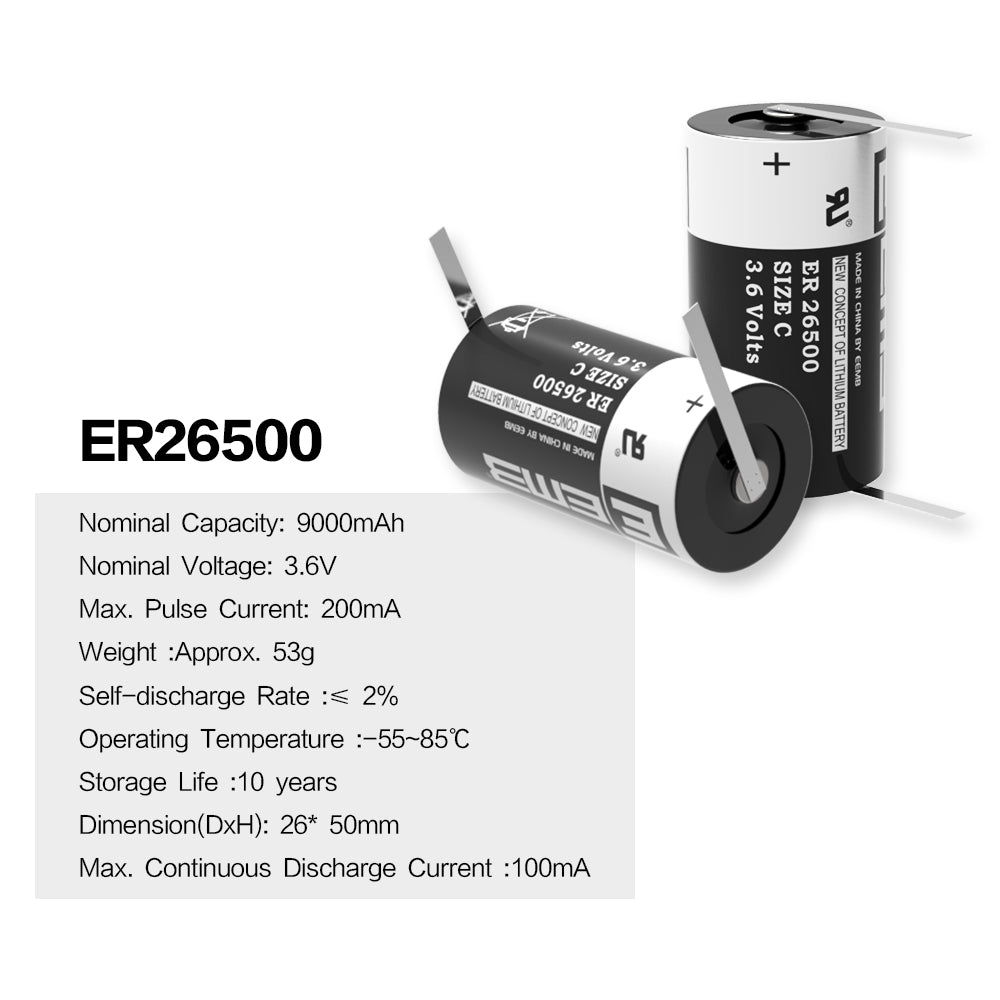 ER26500-FT --  C  3.6V 9000mAh