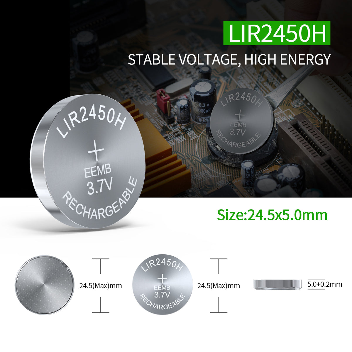 LIR2450H-- 3.7V 200mAh