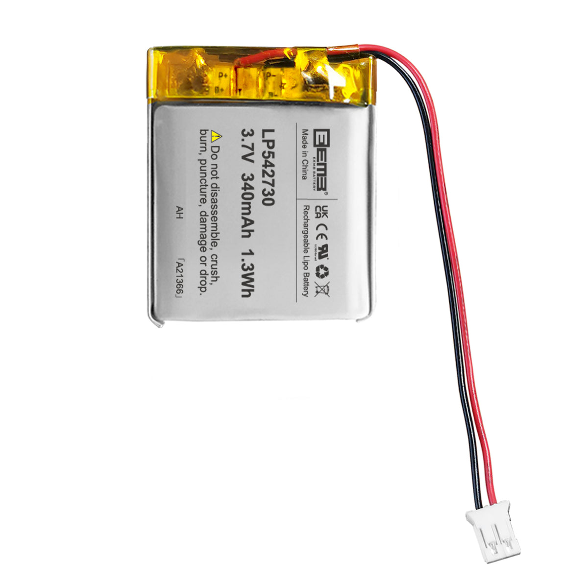 LP542730 -- 3.7V  340 mAh