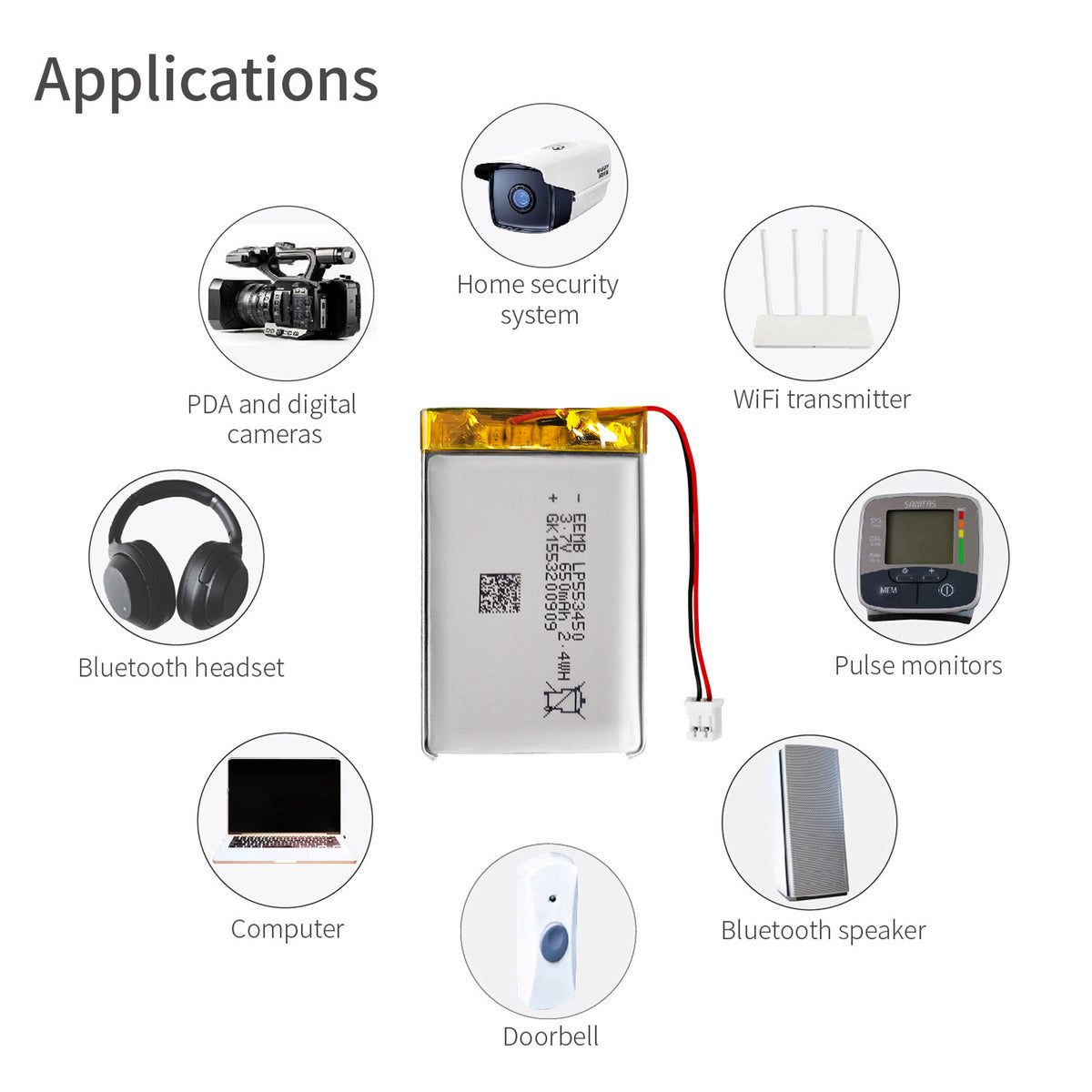 LP553450 -- 3.7V 650mAh