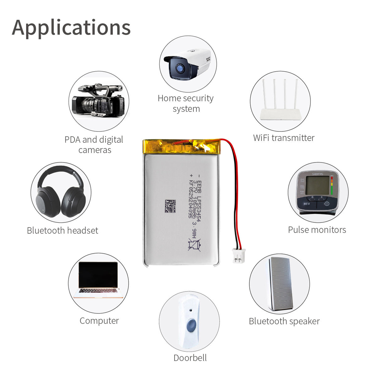 LP553454 -- 3.7V 1050mAh