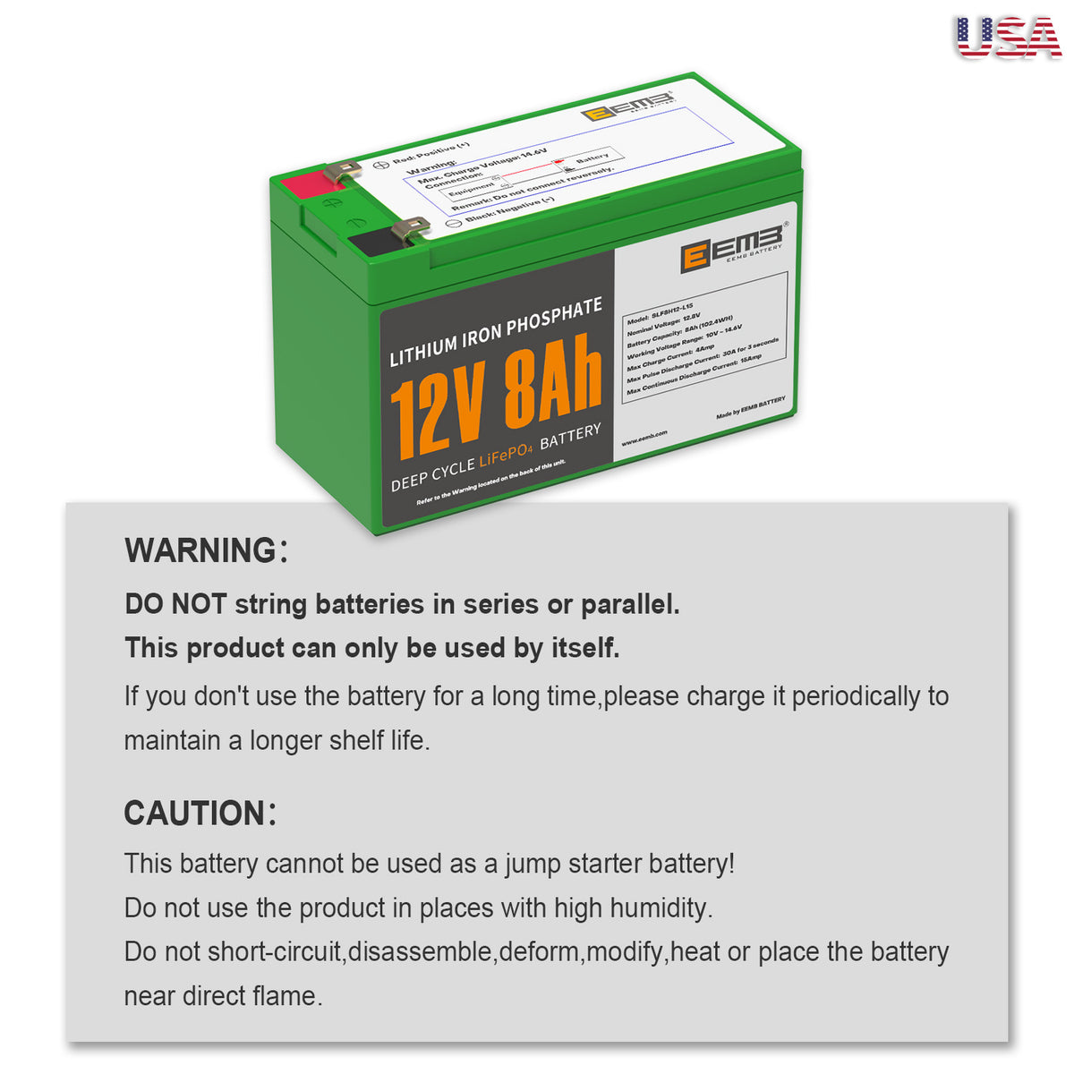 12V 8AH Li-FePO4 LFP Rechargeable Deep Cycle Battery-AGM SLA Battery Replacement